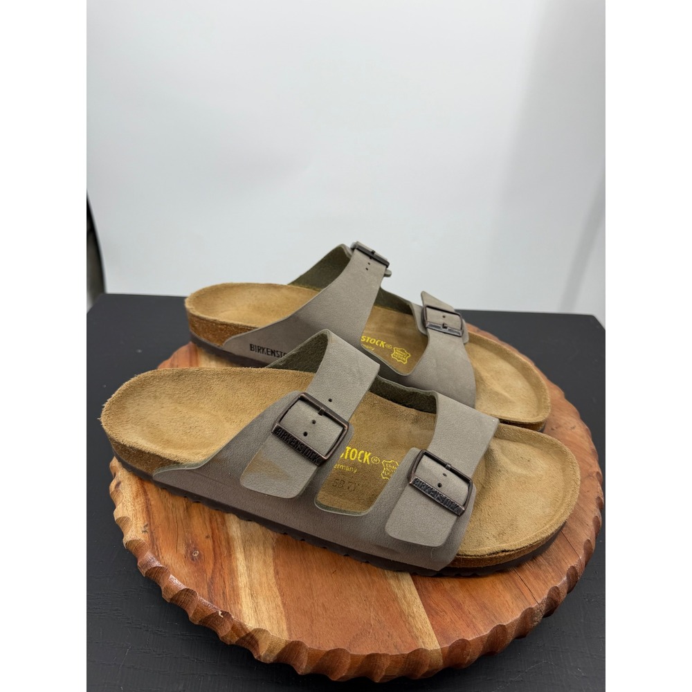 Birkenstock Arizona Slide Sandals Mens 46 13 narrow Stone Gray Two Strap Buckle